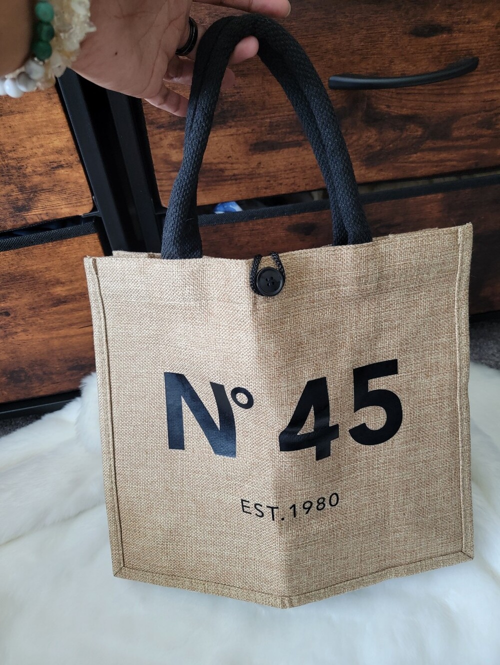 No Brand Natural Tote Bag with Black Accents